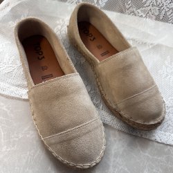 Espadrillos soft med bast ruskind TAUPE str. 36-41