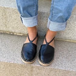 Espadrillos med elastik sort skind str. 36-41 