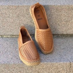  Espadrillos flet cognac skind str. 36-41