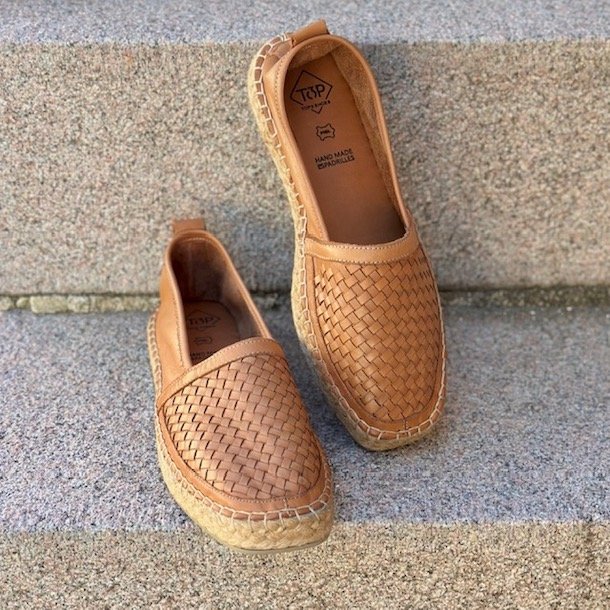  Espadrillos flet cognac skind str. 36-41
