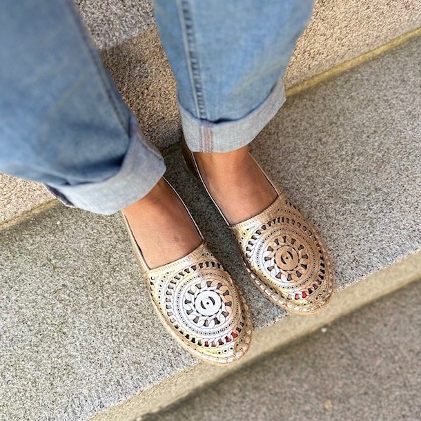 Espadrillos guld air - skind str 36-41