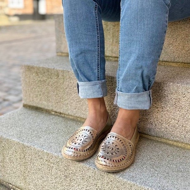 Espadrillos guld air - skind str 36-41