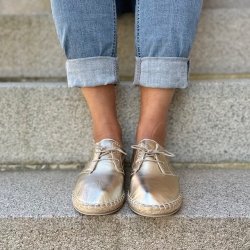 Espadrillos med snrebnd skind guld str. 36-40