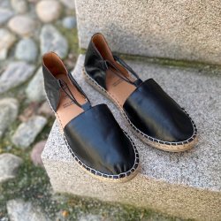 Espadrillos med elastik sort skind str. 36-41 