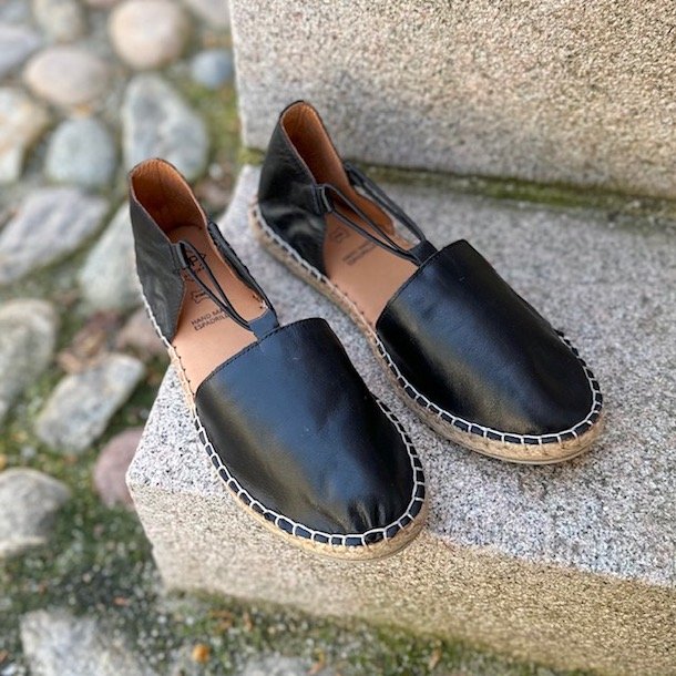 Espadrillos med elastik sort skind str. 36-41 