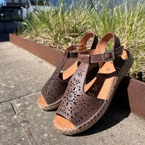 Espadrillos sandal soft med bast ruskind M�RK BRUN str. 36-41