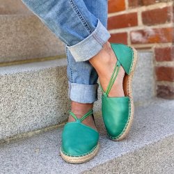 Espadrillos med elastik grn skind str. 36-41 