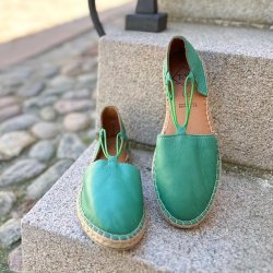 Espadrillos med elastik grn skind str. 36-41 