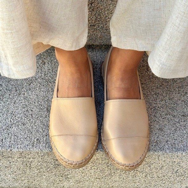Espadrillos soft med bast skind SAND str. 36-41