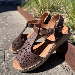 Espadrillos sandal soft med bast ruskind M�RK BRUN str. 36-41