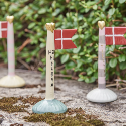 Flag lille Tillykke keramik