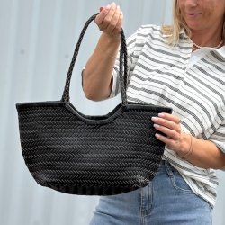 Skuldertaske flettet Skind 