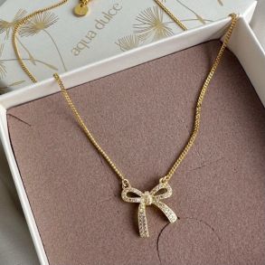 Halskde ELEGANT BOW Forgyldt Slv