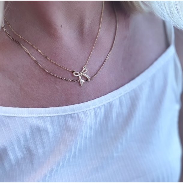 Halskde ELEGANT BOW Forgyldt Slv