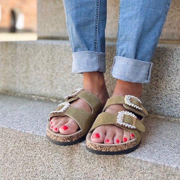 sandal PIEL oliven skind str. 36-41