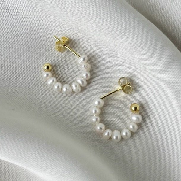 Ørestikker PRETTY PEARL 15 mm Forgyldt Sølv