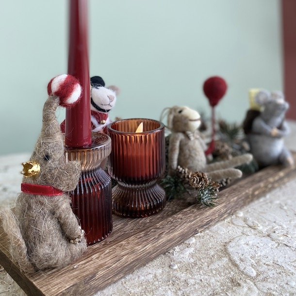 Mus m/taske 7x6x9cm uld Grey