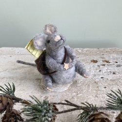 Mus m/taske 7x6x9cm uld Grey