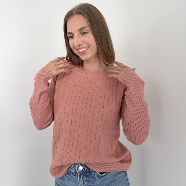 Fint strikket bluse kabel strik Str M-XL Viskose miks