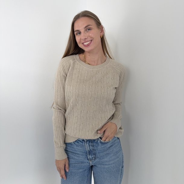 Fint strikket bluse kabel strik Str M-XL Viskose miks