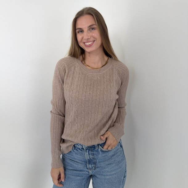 Fint strikket bluse kabel strik Str M-XL Viskose miks