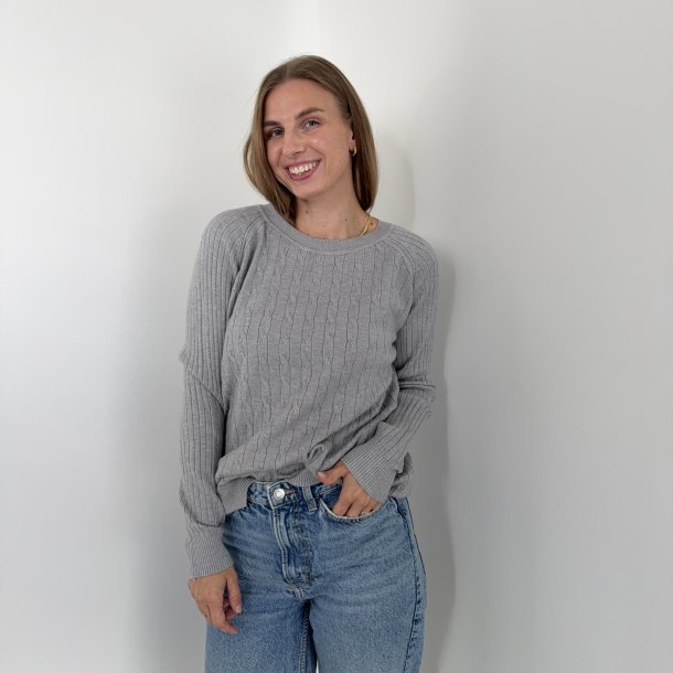 Fint strikket bluse kabel strik Str M-XL Viskose miks