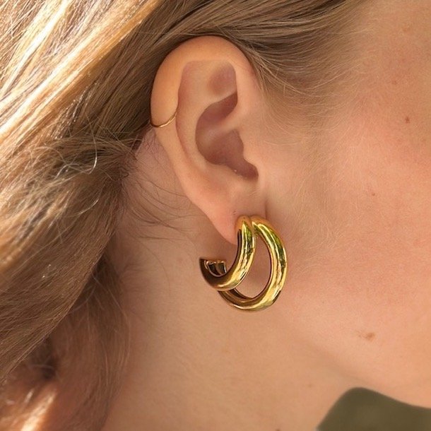 Hoops double vandfast 18kt. forgyldt