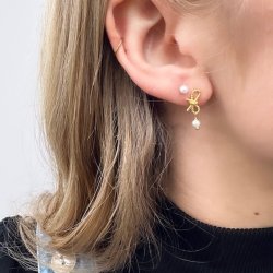 restikker ROPE BOW PEARLS  Forgyldt Slv