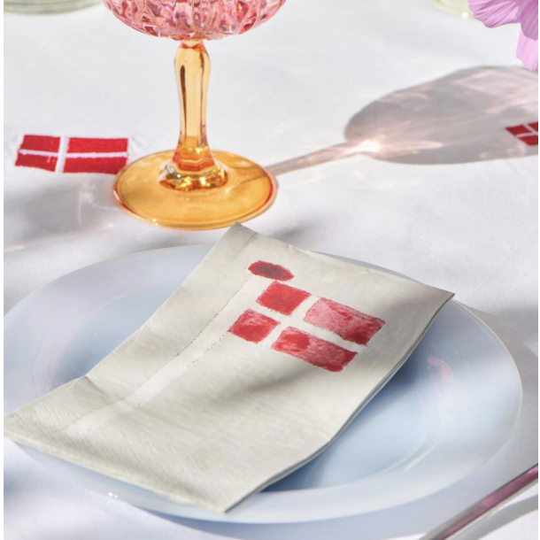 Aflang Serviet med dannebro flag  3-lags papir