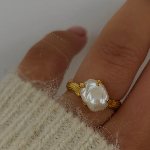 Fingerring Lorien justerbar forgyldt slv