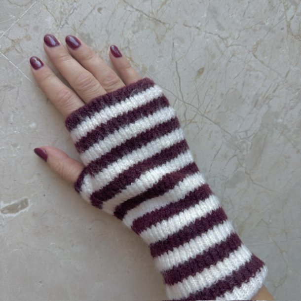 Fingerl�se vanter med striber, Mia - Cashmere/Viskose mix