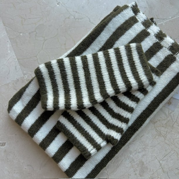 Fingerl�se vanter med striber, Mia - Cashmere/Viskose mix