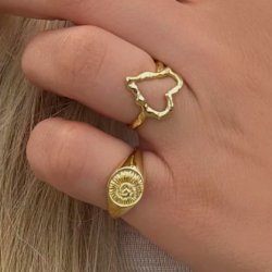 Fingerring shelly justerbar forgyldt slv