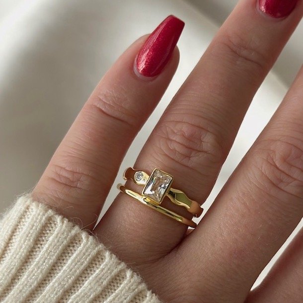 Fingerring EDGE Forgyldt Slv