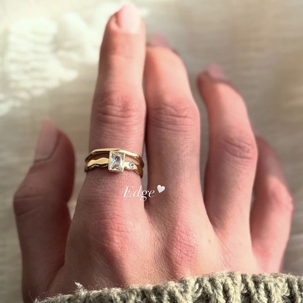 Fingerring EDGE Forgyldt Slv