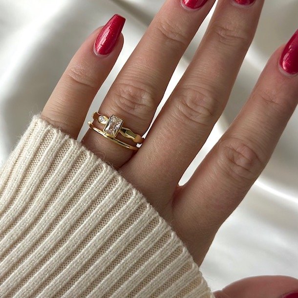 Fingerring EDGE Forgyldt Slv