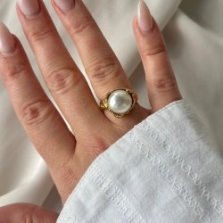 Fingerring LAGOON PEARL vandfast 18kt. forgyldt