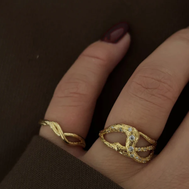 Fingerring SARPA Savage forgyldt sølv
