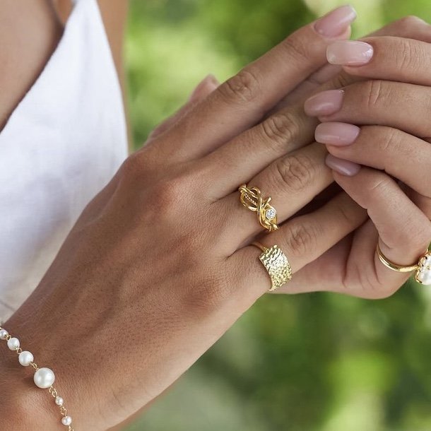 Ring curly glam forgyldt slv