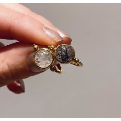 FingerRing - Agnes Rutil Kvarts - Forgyldt slv