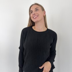 Fint strikket bluse kabel strik Str M-XL Viskose miks