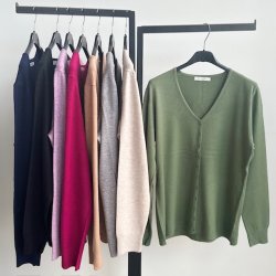 Cardigan med V hals str. L-XXL
