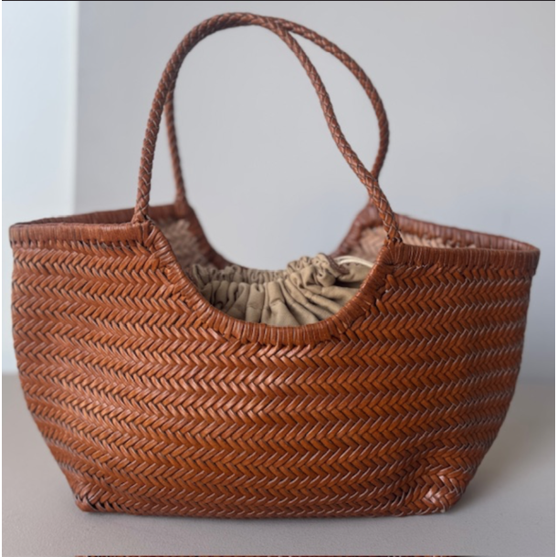 Shopper / skuldertaske stor flettet Skind 