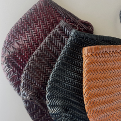 Shopper / skuldertaske stor flettet Skind 