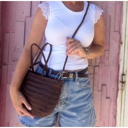 Crossbody flettet Skind 