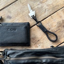 Kort nglesnor til nglering COW - flettet skind black