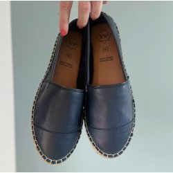 Espadrillos soft med bast skind marine str. 36-42