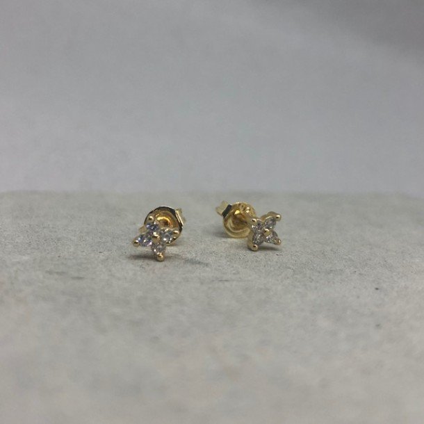 restikker - Flower Studs forgyldt slv