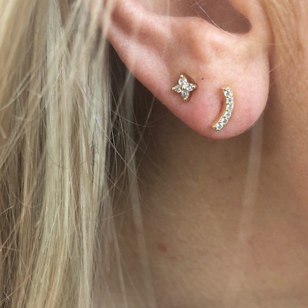 restikker - Flower Studs forgyldt slv