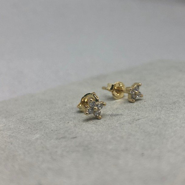 restikker - Flower Studs forgyldt slv